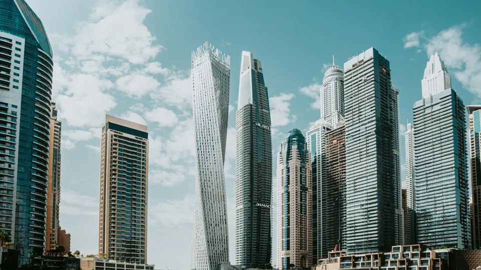 Dubai Marina, towers along the waterfront.